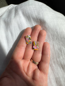 Mini Bar Studs- Vibrant Cane Pattern