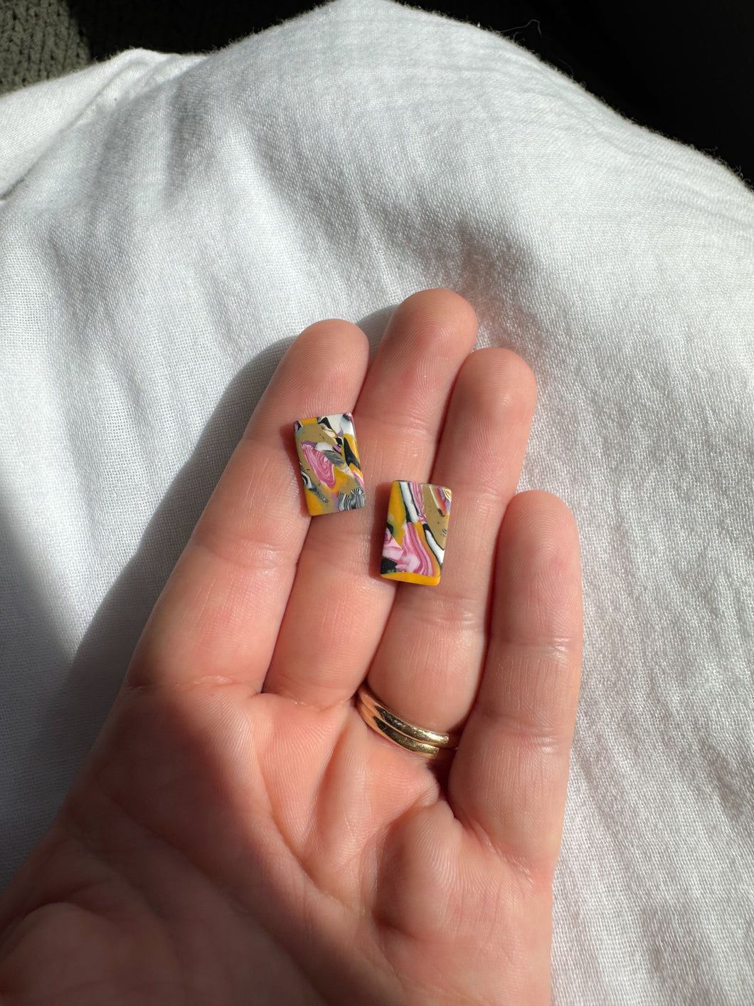 Mini Bar Studs- Vibrant Cane Pattern