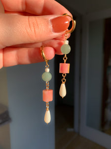 Beaded Dangles- Green Aventurine & Mother of Pearl