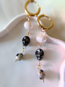 Beaded Dangles- Skull & Pearl