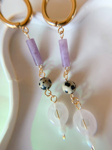 Beaded Dangles- Amethyst & Rose Quartz