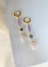 Load image into Gallery viewer, Beaded Dangles- Amethyst &amp; Rose Quartz

