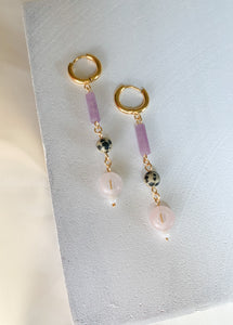 Beaded Dangles- Amethyst & Rose Quartz