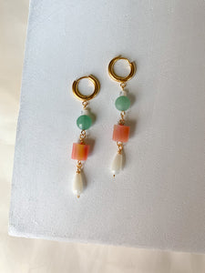 Beaded Dangles- Green Aventurine & Mother of Pearl
