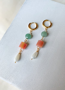 Beaded Dangles- Green Aventurine & Mother of Pearl