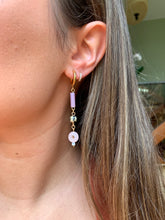Load image into Gallery viewer, Beaded Dangles- Amethyst &amp; Rose Quartz
