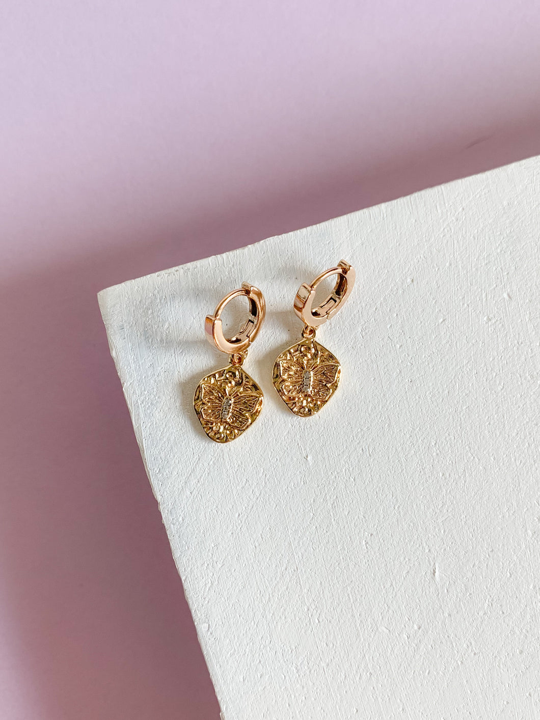 Butterfly Huggie Hoops- 14k gold filled